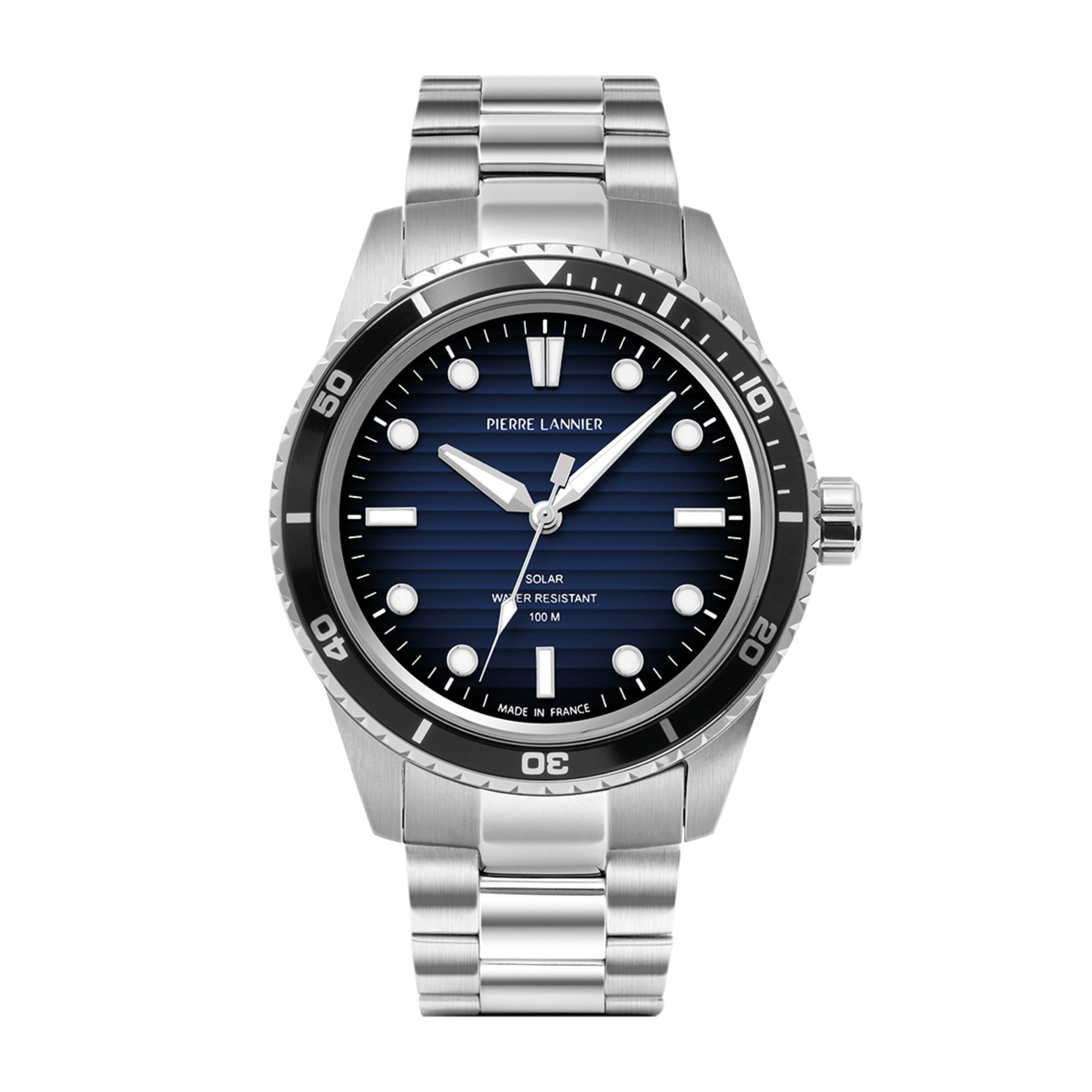 Pierre Lannier - Montre Inti - Quartz Mouvement de Montre - Epaisseur du boîtier: 9.95 mm - Largeur du boîtier: 43 mm - Acier Inoxydable - Bleu - 10 ATM