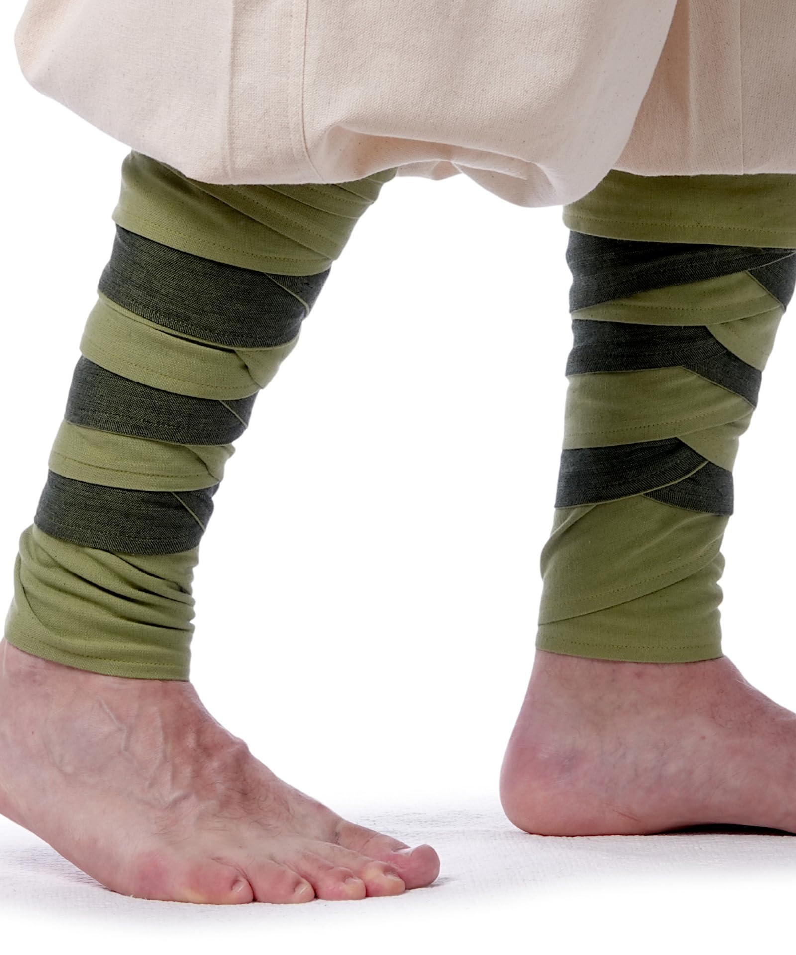 HEMAD Medieval Calf Wrap Set with Fibulas Solid Cotton Model: Balder, light green, One Size