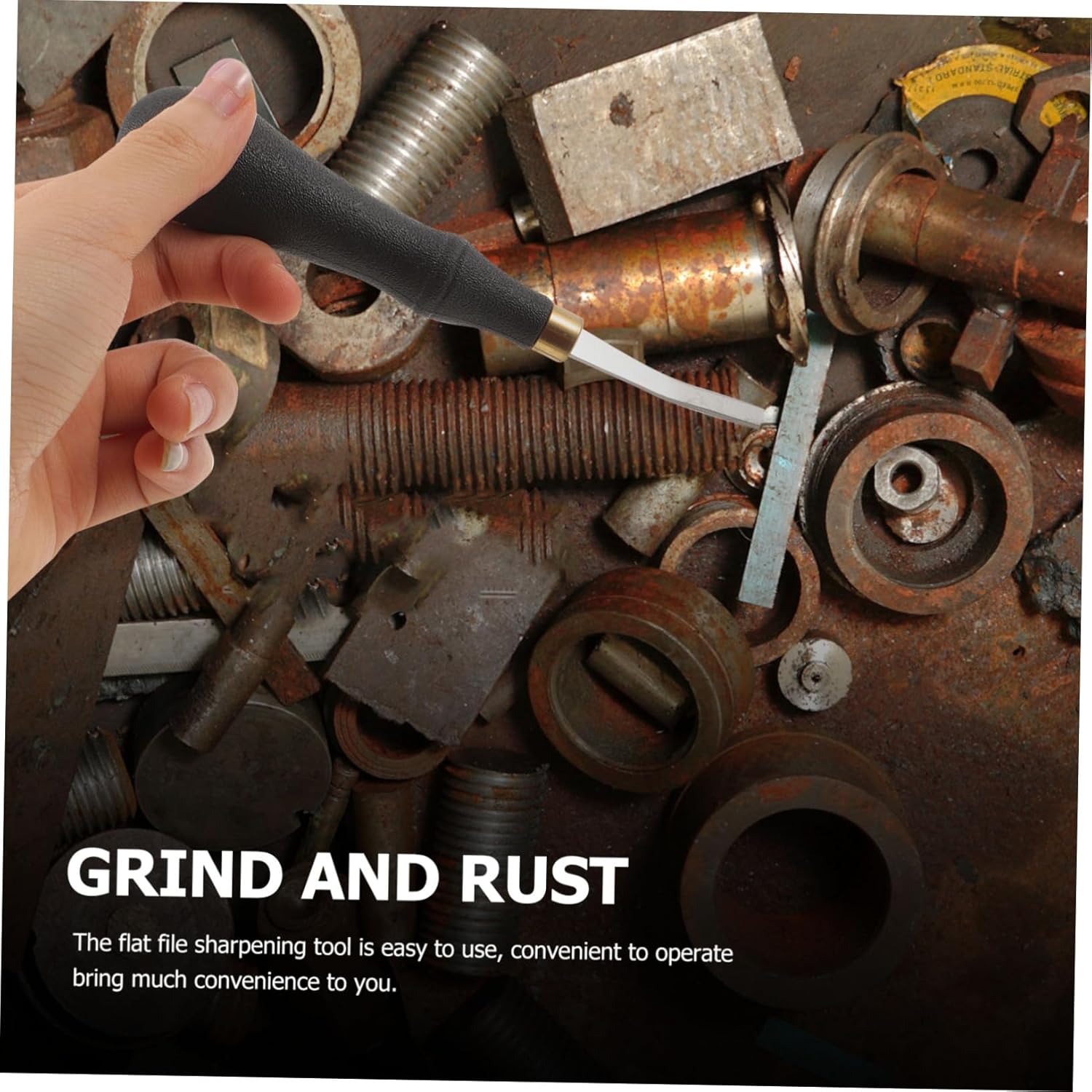 TEHAUX 5pcs Stainless Steel Flat Sharpening File Handle for Leather Polishing and Grinding Tools Ergonomic Design for Crafting and Projects