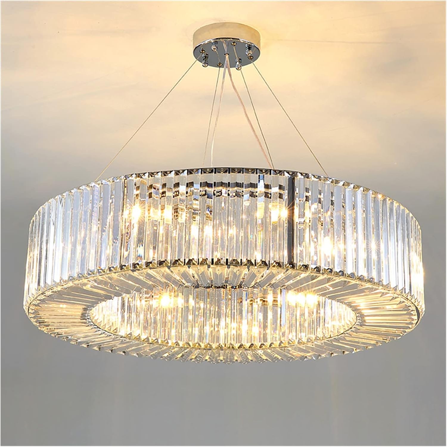 Luxury Modern Crystal Living Room Decoration Hanging Light Fixture Home Decor Led Cristal Lustre (Colour: ColdWhite Size: Dia60cm) (Warm White Dia80cm) image 3