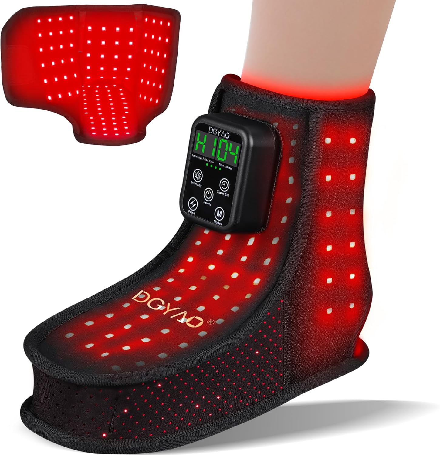 Red Light Therapy Wrap for Feet, Infrared Light Therapy for Ankle, 6000mAh Battery Portable Adjustable Cordless Red Light Pad for Foot Joint Muscle Comfort, 660nm & 850nm