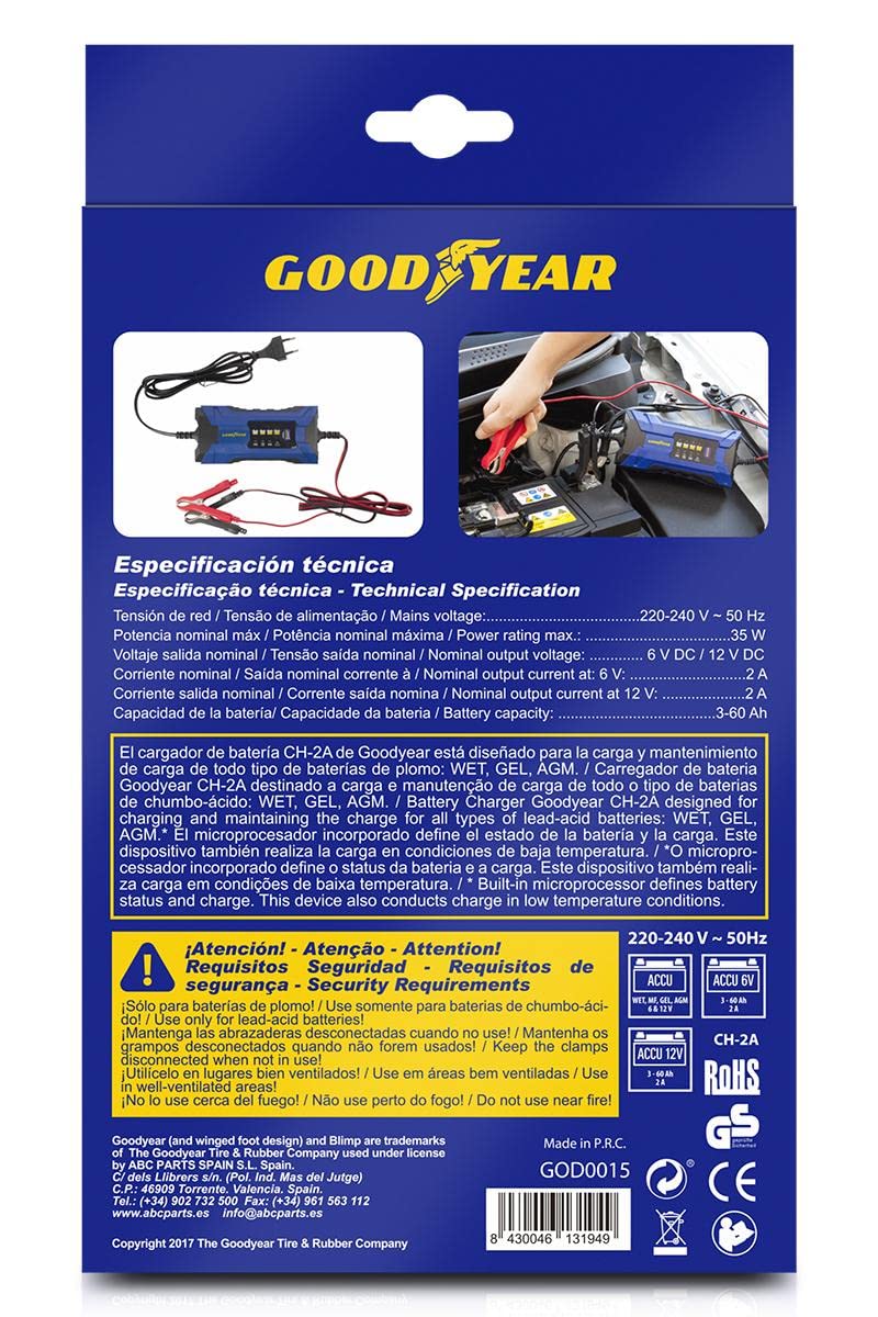 Goodyear Caricabatterie portatile per auto con indicatore LED 2.0A