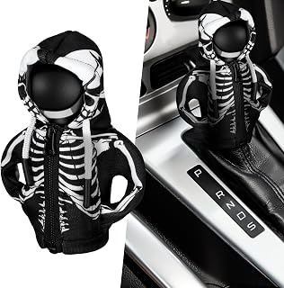 Christmas Car Gear Shift Hoodie Decoration Halloween Funny Gear Shift Cover Mini Universal Knob Hoodie Cover for Automotive Car Interior Accessories Gadgets Gift(Black,Skull)