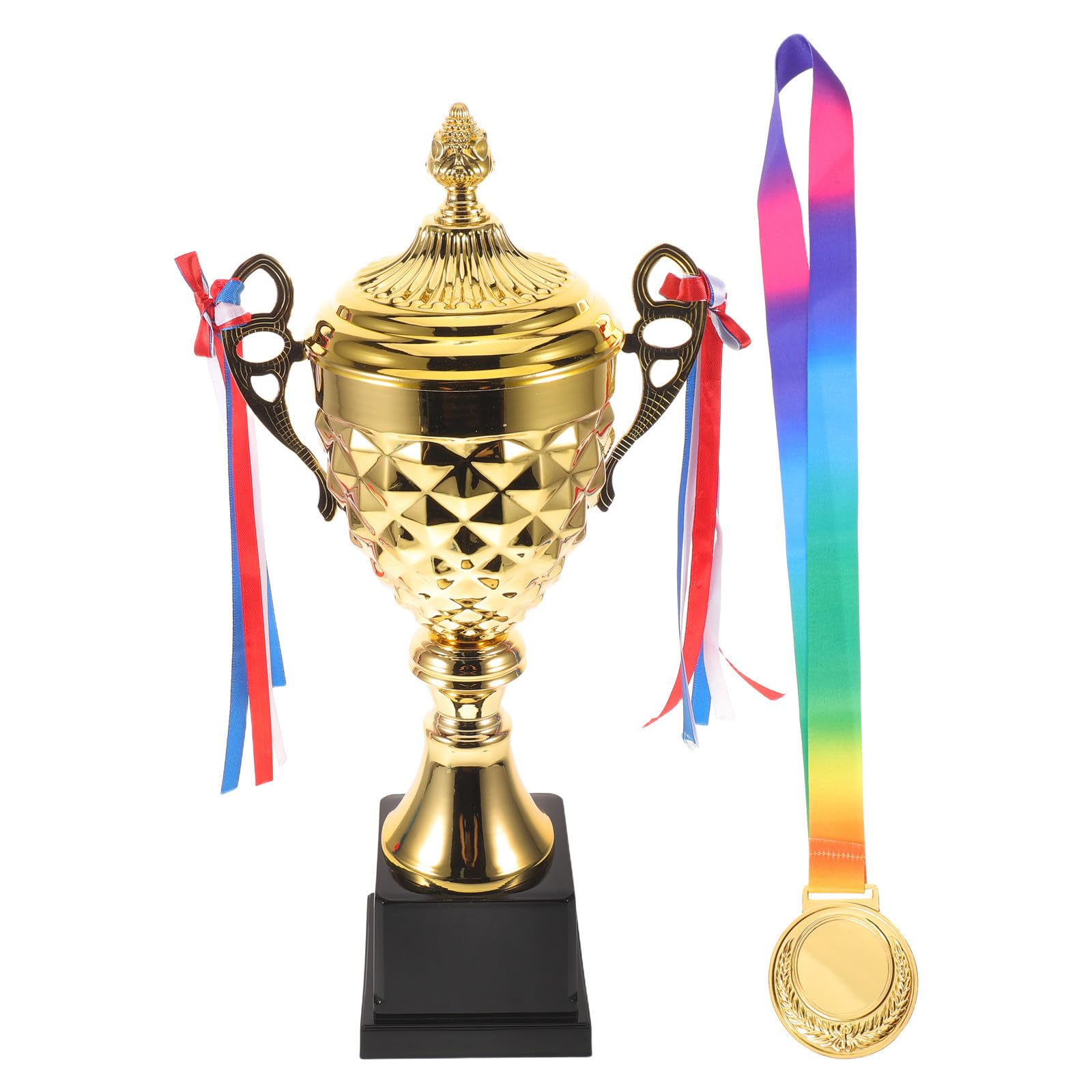 Sporttrophäen Auszeichnungsset aus Metall in Gold mit Elegantem Design und Band für Schulwettbewerbe und Firmen Turniere zur Anerkennung Sportlicher Leistungen