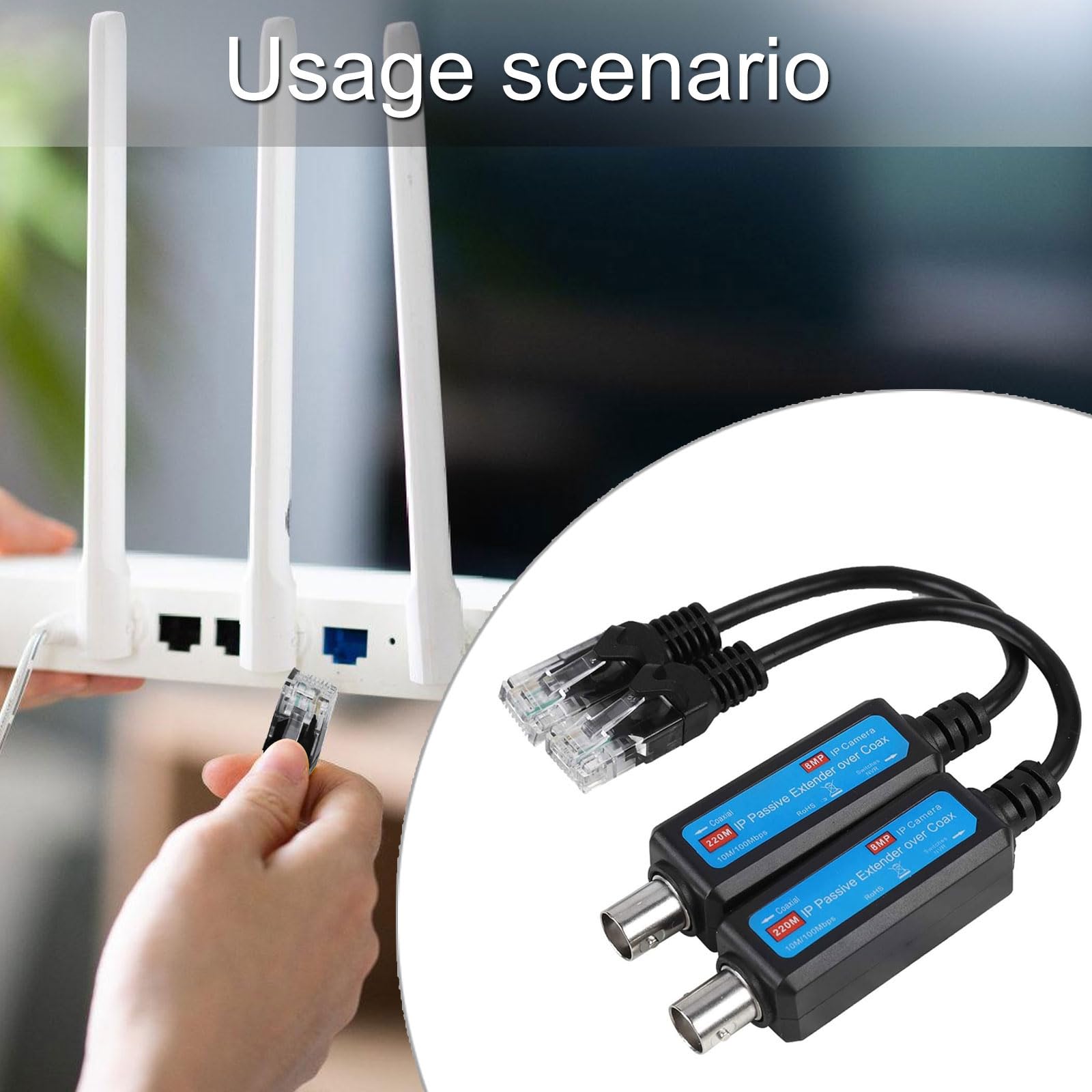 Ethernet Over Coaxial Adapter Passive Networking Coaxial Transmitter Receiver Digital Signals Transmission Up to 220m