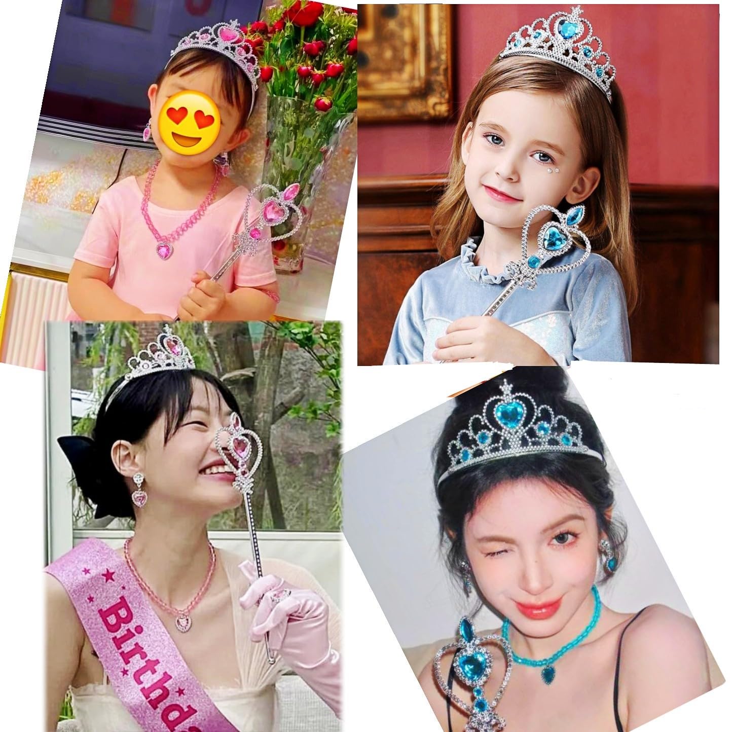 ZYEKIU 5 Pièces Couronne Princesse Bijoux Enfants Fille Diademe Enfant P 1261011