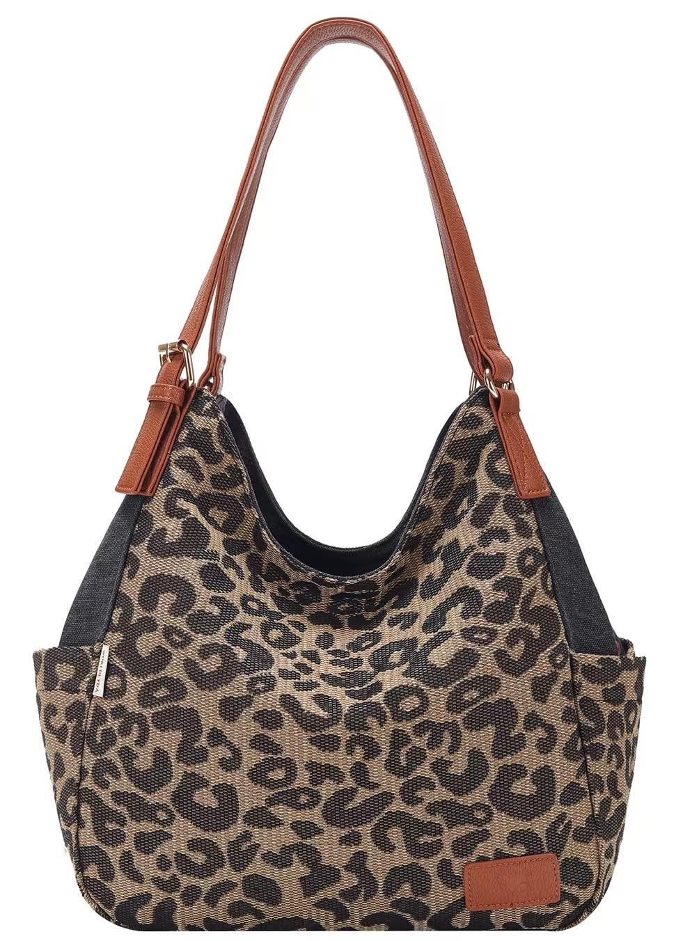 Worldlyda Women Canvas Hobo Purse Multi Pocket Tote Casual Top Handle handbag Shopper Shoulder Bag