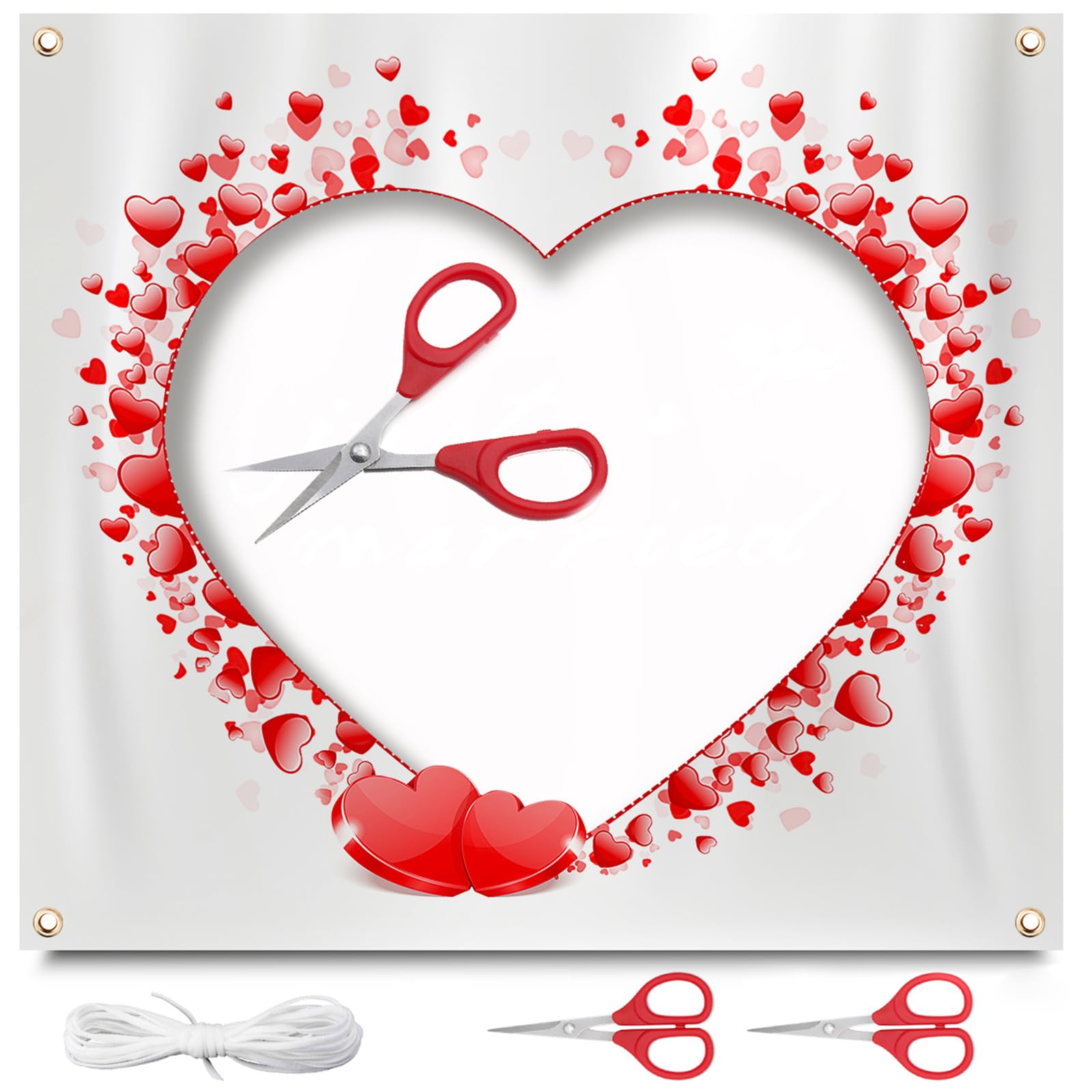 Cuore Da Ritagliare Per Nozze Con 2 Forbici E 2 Penne – Gioco Per Sposi, Lenzuolo 2x1,8m Con Motivo A Cuore Per Matrimonio, Ideale Per Foto E Tradizione