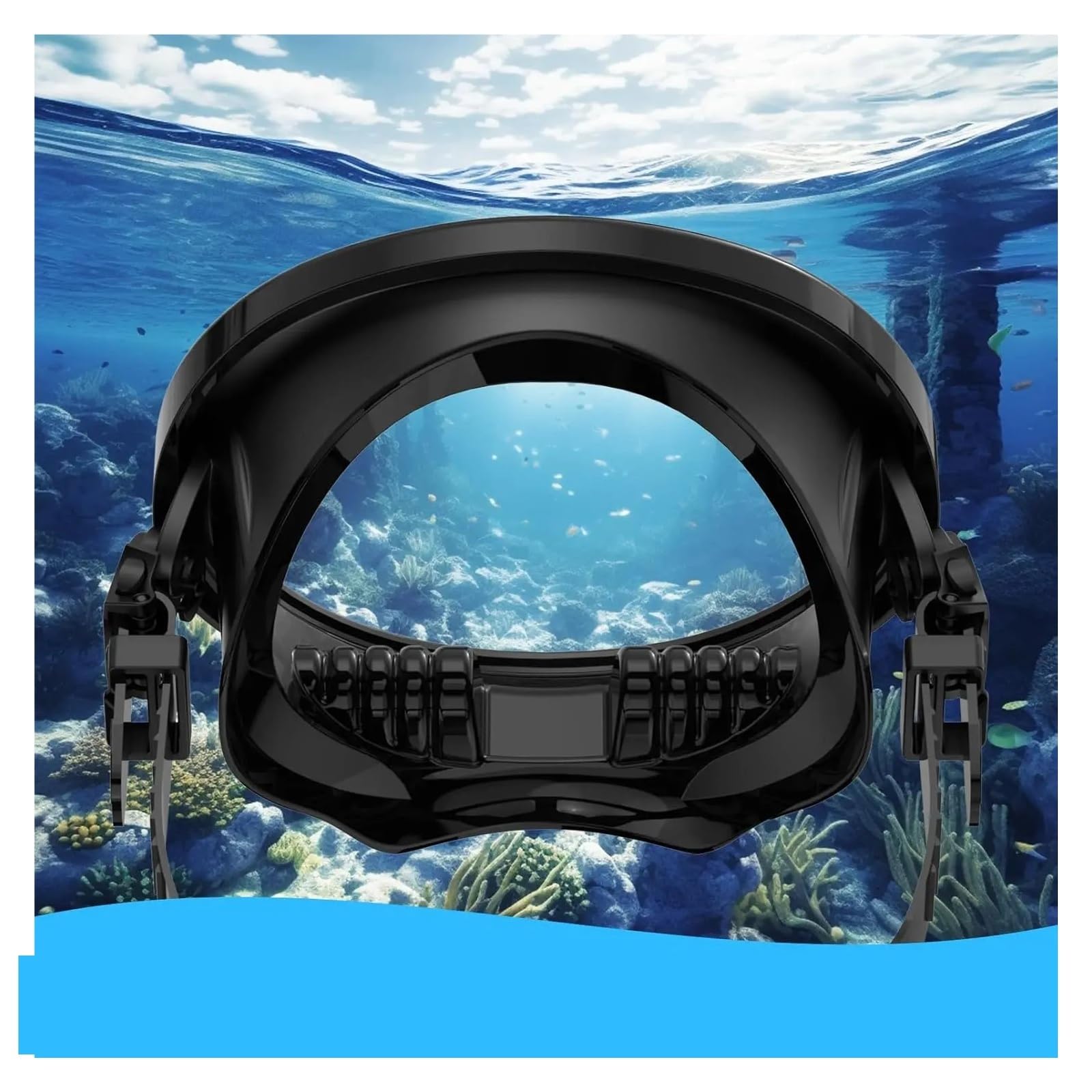 Genérico Máscara de Buceo Ovalada for Adultos, máscara de Pesca submarina, Gafas de Buceo panorámicas de Estilo Retro clásico con Lentes de Vidrio Templado