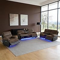 Vista 23 de Sofá reclinable individual eléctrico para muebles de sala de estar, silla reclinable de cuero con luces LED, puertos USB, almacenamiento oculto