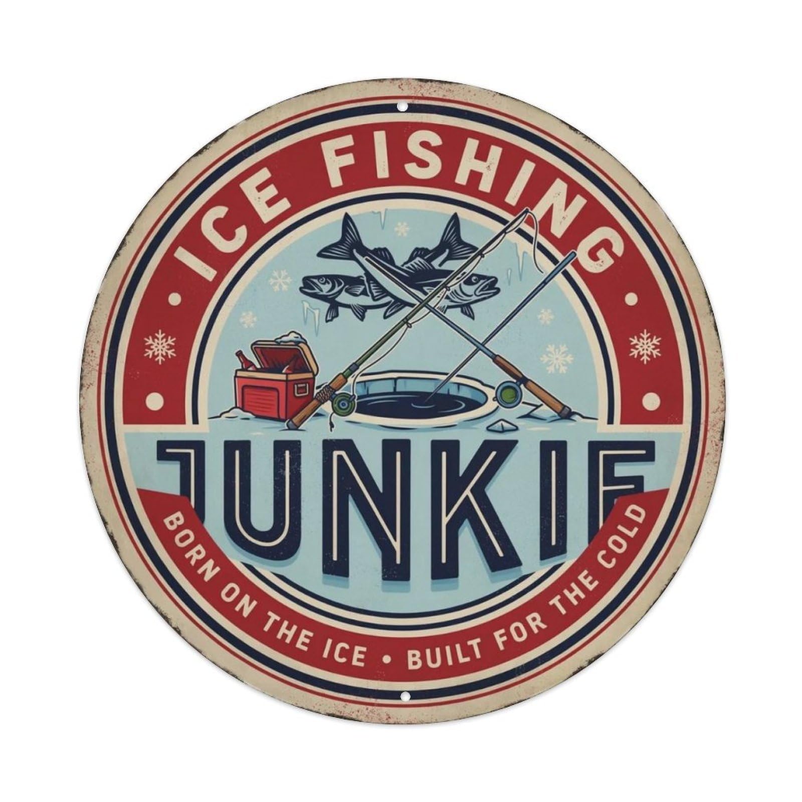 Ice Fishing Junkie Metal Tin Sign Plaque