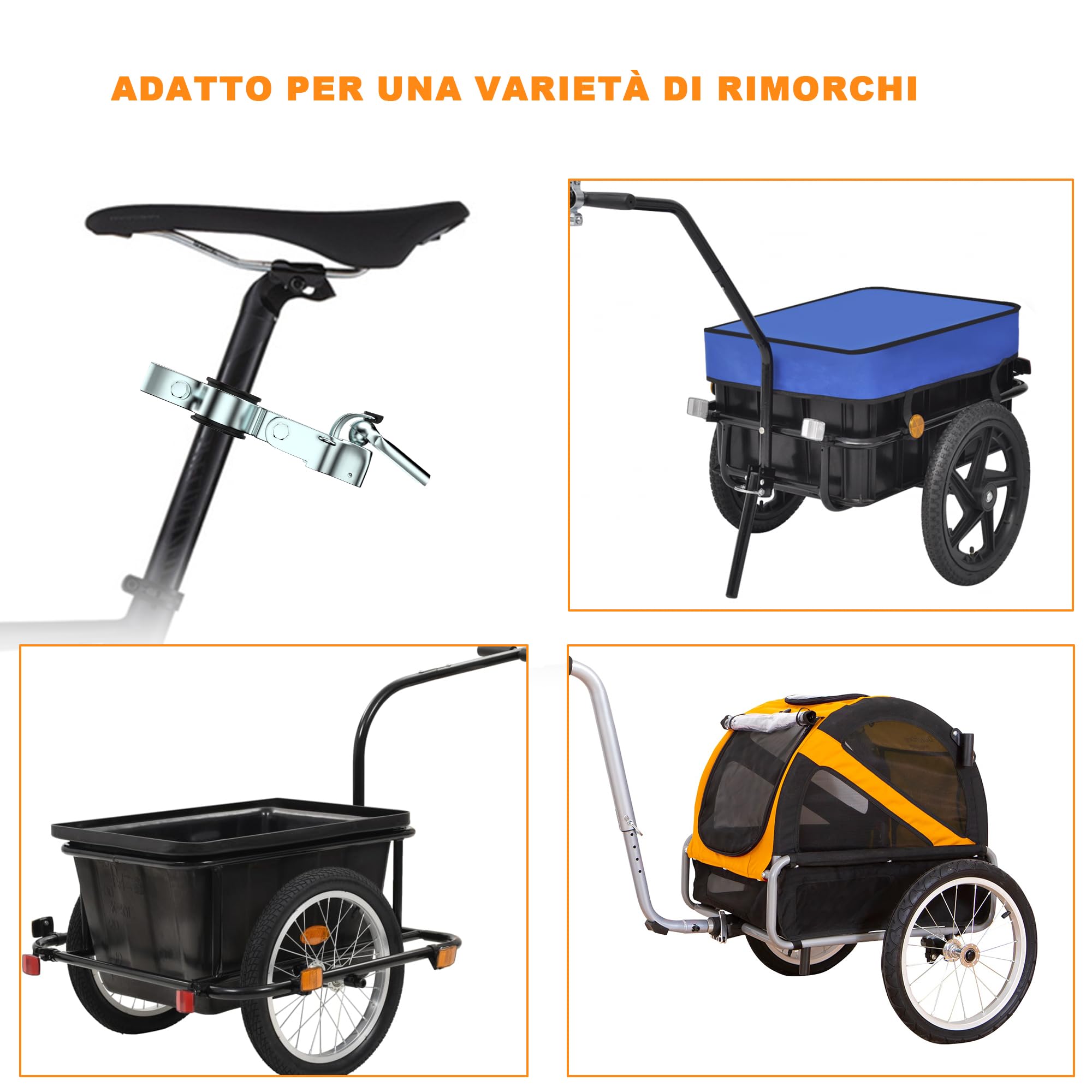 Gancio per Rimorchio Bici, Attacco Rimorchio Bicicletta, Sistema di Traino Compatibile Reggisella