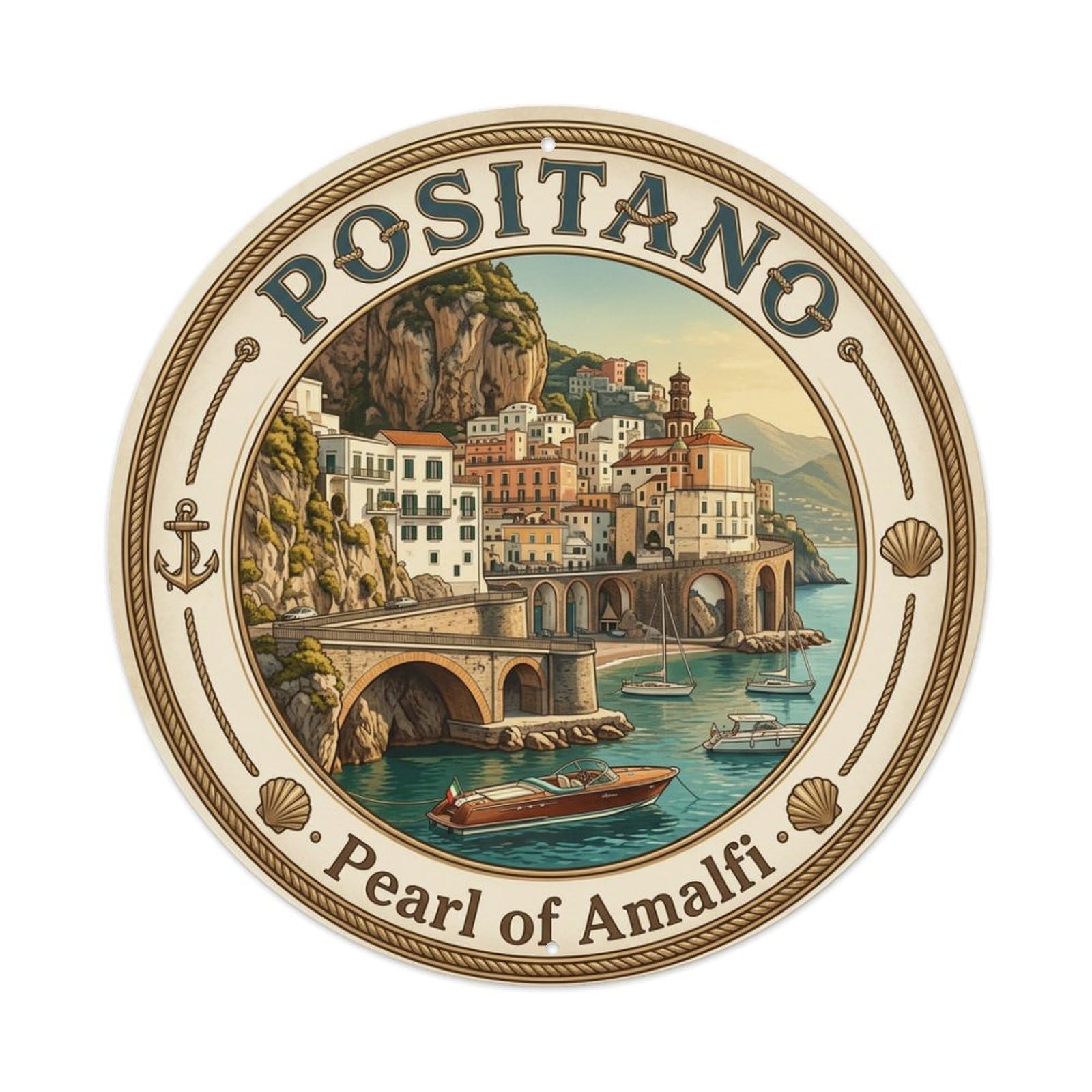 Vintage Travel Positano Italy Nautical 1 Metal Tin Sign Plaque