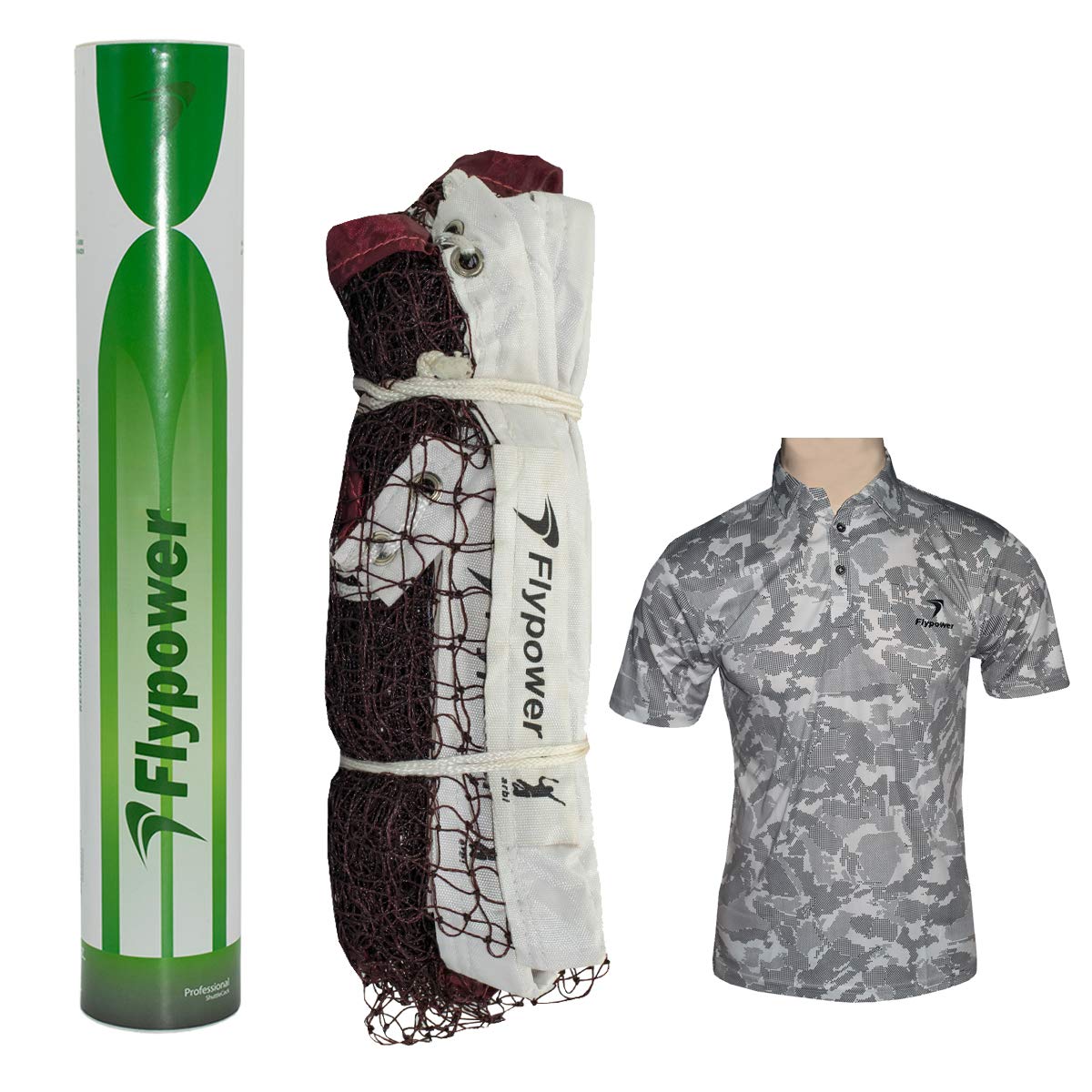 Badminton Feather Shuttle Cock Green with NET 850 MEHROON and T-Shirt Nias White Size 2XL-image-22