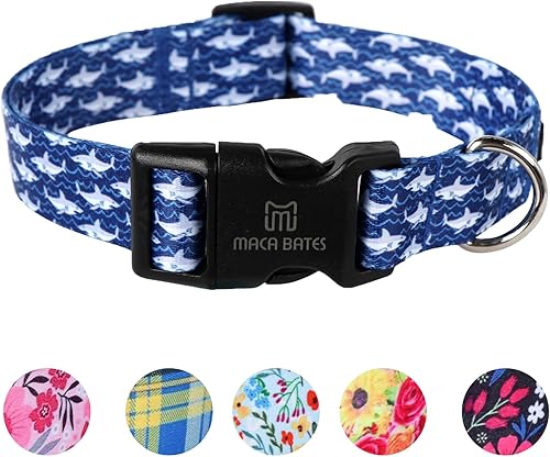 Maca Bates - Collar básico de nailon con diseño de tiburón para perros de playa, color azul, para niños y hombres, para Perros, Chihuahua, Pitbull,