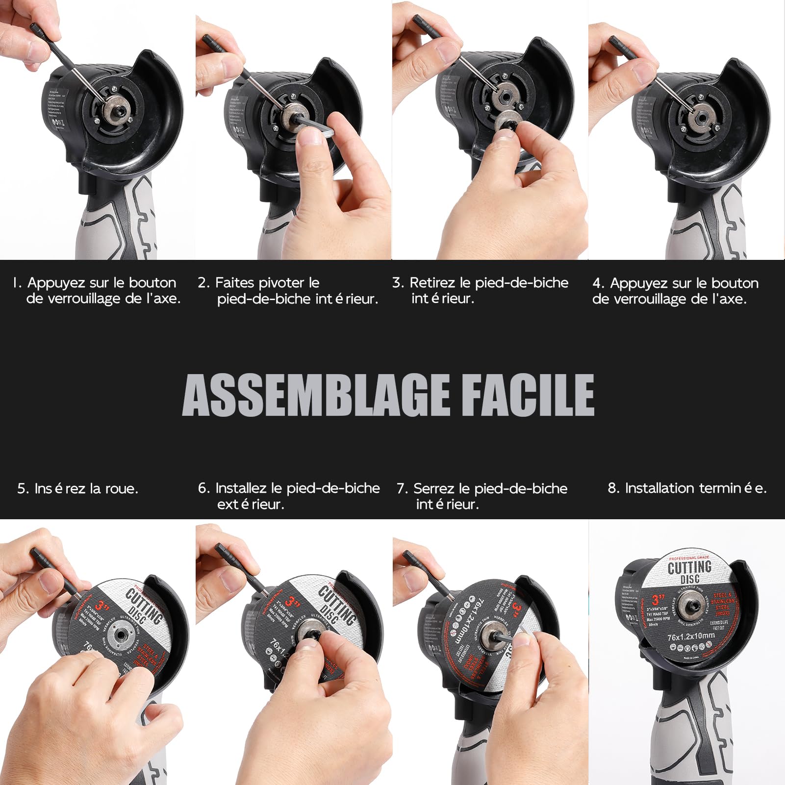 Weytoll Smerigliatrice angolare a batteria 7000 giri/min Mini smerigliatrice elettrica con 2 batterie 16,8 V 2000 mAh e disco abrasivo per tagliare mattoni lucidati, legno, pietra, acciaio