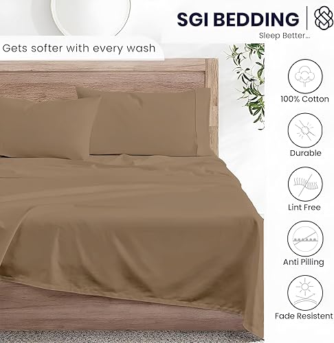 Miniatura 4 de SGI bedding Juego de sábanas cortas de 600 hilos de 4 piezas, 100% algodón egipcio, tamaño Queen corto, bolsillo profundo de 15 pulgadas, sábanas de