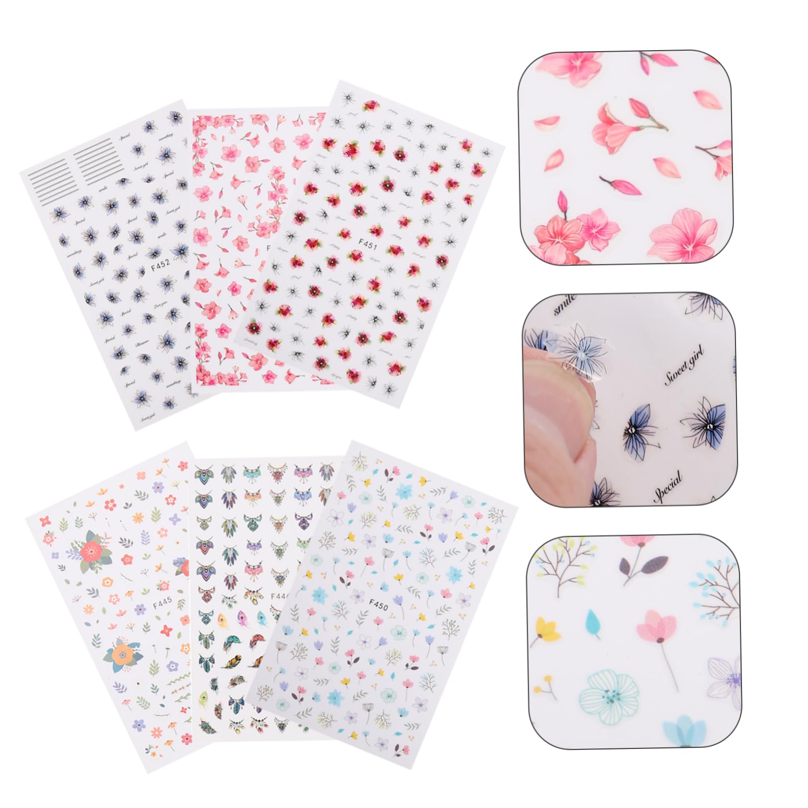 Healeved 18pezzi Adesivi Per Unghie Fiori Decorativi Nail Art Per Manicure Creativa e Decorazioni Eleganti Per Unghie e Accessori