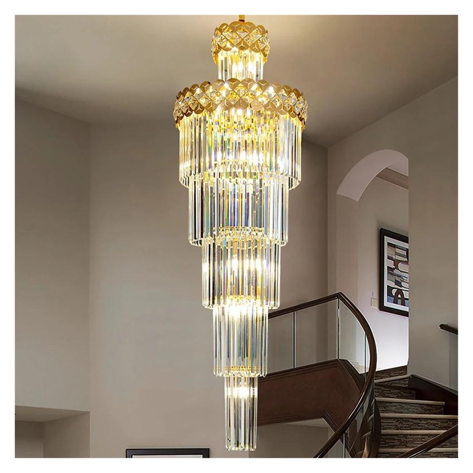 Genérico Lámparas de araña, Lámpara de araña lujo for sala estar, diseño escalera, villa, dúplex, moderna, cristal, larga, colgante for techo(Changeable,D80X300cm)