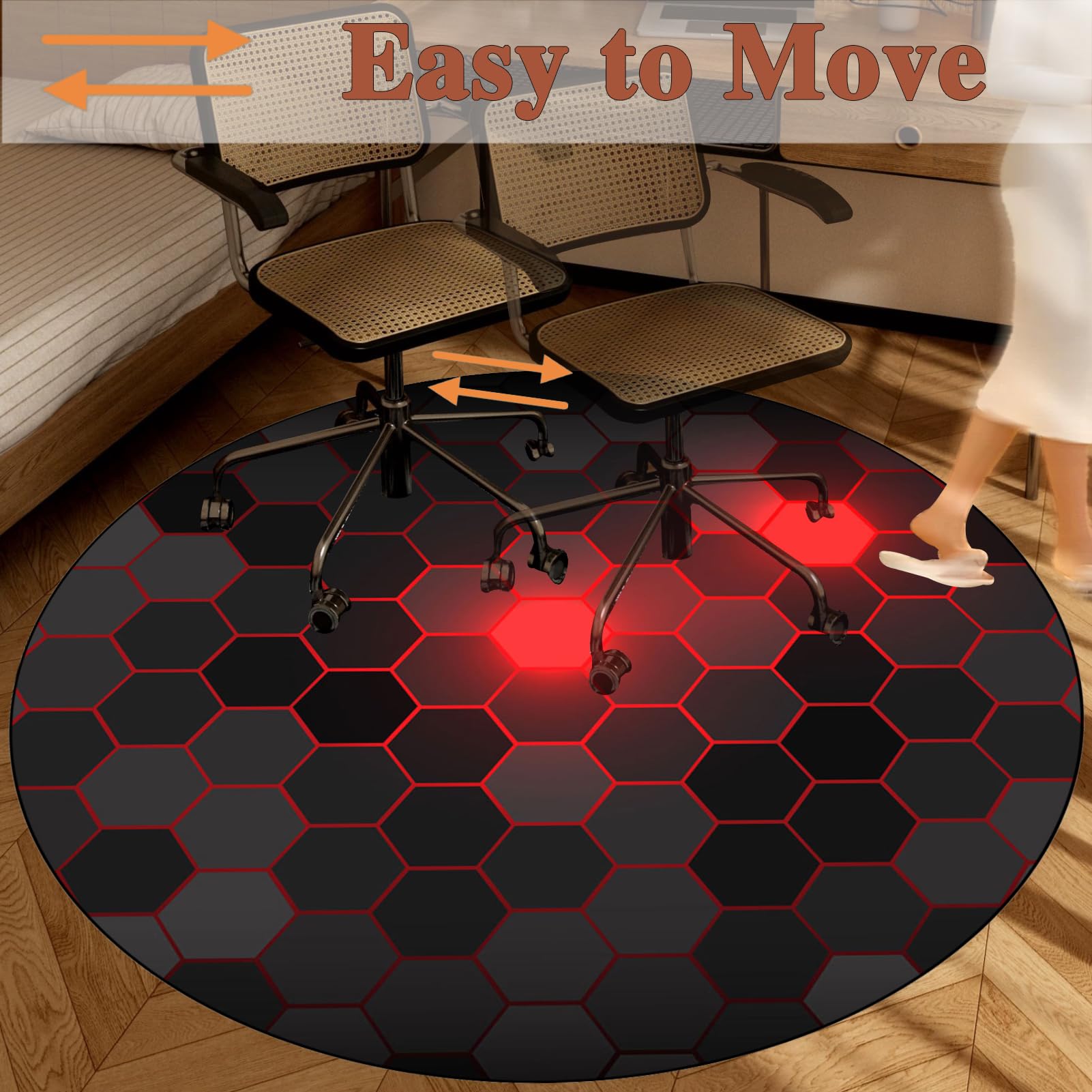 Tapis de Chaise Gaming, Ronde Tapis Chaise de Bureau, Tapis Protection de Sol pour Sols Durs, Tapis de Sol Bureau Tissu, Tapis Protège-Sol pour Chaise de Bureau stratifiée, Bureau et Chambre 120 cm