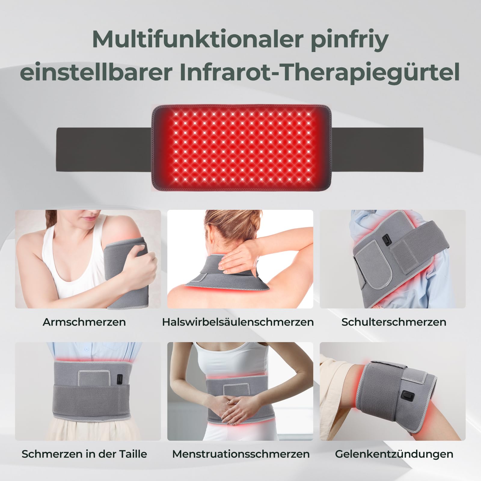 120LEDs Rotlichtlampe Therapie Gürtel für die Schmerzen, Grau