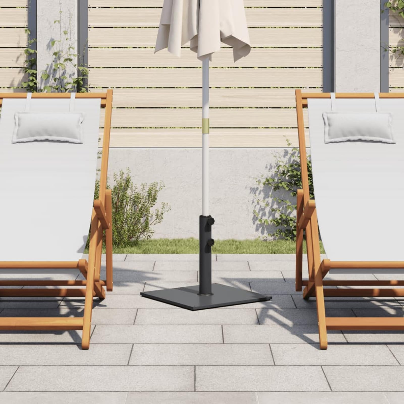 Gecheer Base per Ombrellone, Stabile e Regolabile con Manopola Doppia, 43x43x38 cm, Acciaio e Ferro, Adatta a Pali da 32/38/48 mm, per Esterno e Giardino