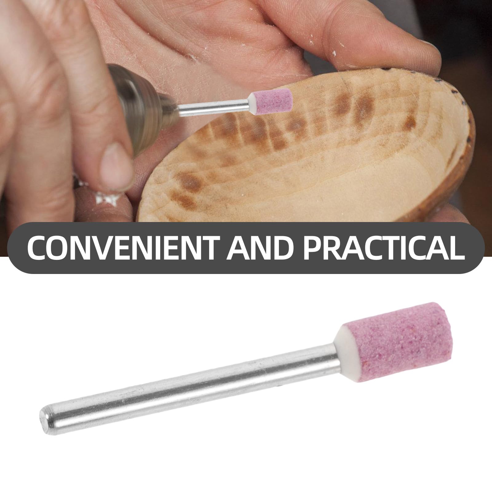 Healeved 50 Punte Mola Abrasiva Montata in Pietra 3x6 Mm Rosa per Trapano, Punte per Rettifica Professionale Utensili Rotanti, Set da 10 Pezzi per Molatura e Lucidatura Industriale