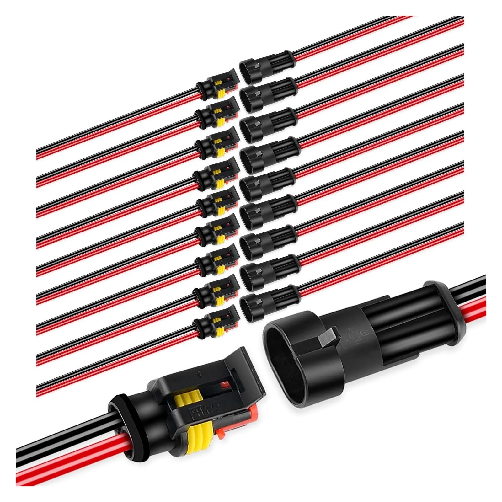 Conectores de 2 pines impermeables para reparar cables de 16 AWG expuestos al agua en vehículos