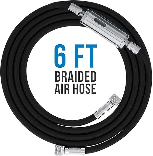 Miniatura 3 de Master Airbrush Modelo TC-77 compresor de aerógrafo súper silencioso de alto rendimiento con una manguera trenzada de 6 pies con mini filtro de