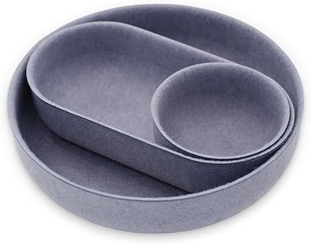 Welaxy EDC Cathall Desk Drawer Organizer Tray Felt Bowl Caddy Glacier Gray