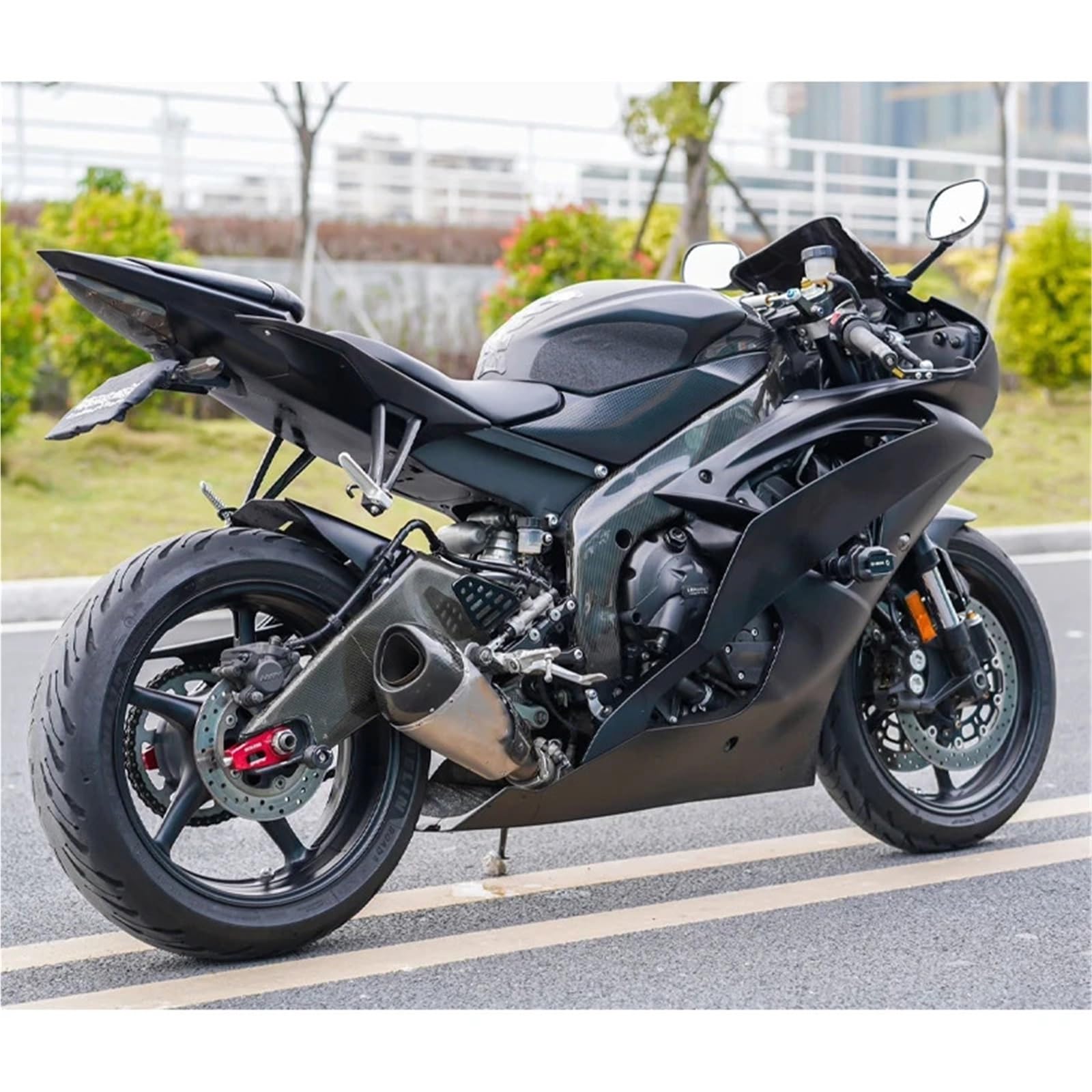 Griglia Di Protezione Radiatore Copertura In Fibra Di Carbonio ABS Per Telaio Moto, Protezione Forcellone, Pannello Laterale Carenatura, Adatta Per Yamaha YZF R6 2006-2018(B Matte Black)