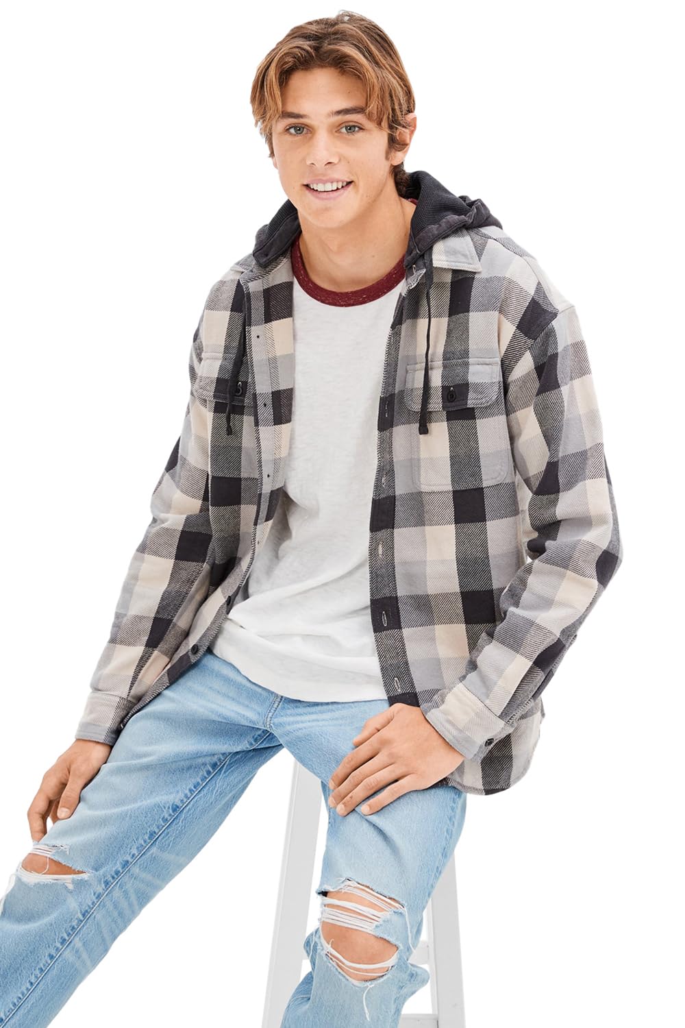 American Eagle Koszula męska w kratkę Regular Fit