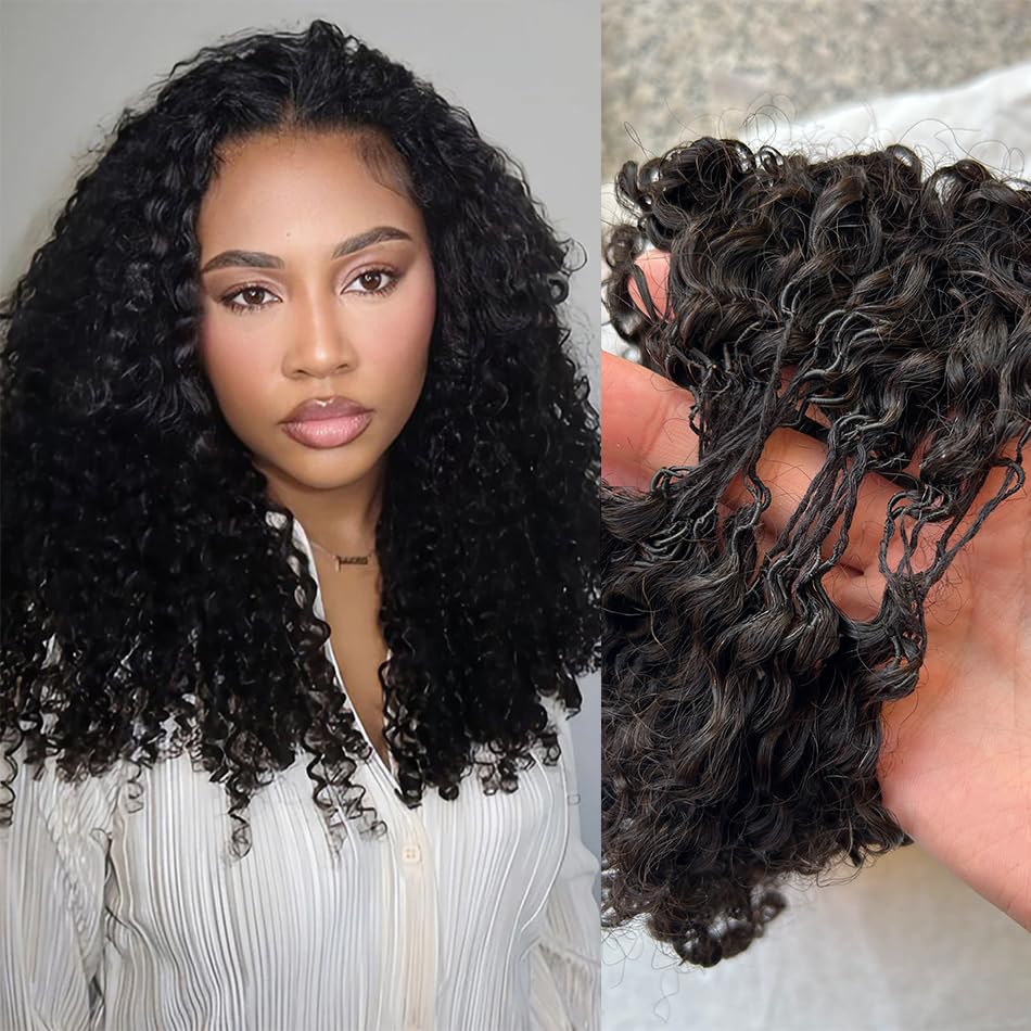 Crochet Hair Water Curly Human Hair Extensions Knotless Pre-Separated Crochet Human Hair Reusable Curly Feather Hair Natural Color 20inch 120g