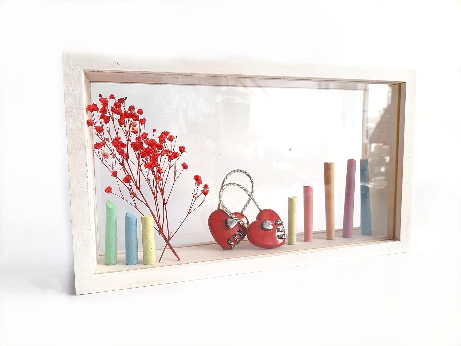 WANLIAN Rectangle Shadow Box Acrylic Photo Frames,10X5 Clear Double Sided Picture Frame, Desktop Postcard Display Commemorative photo Collection frame Animal and plant herbarium frame (White)