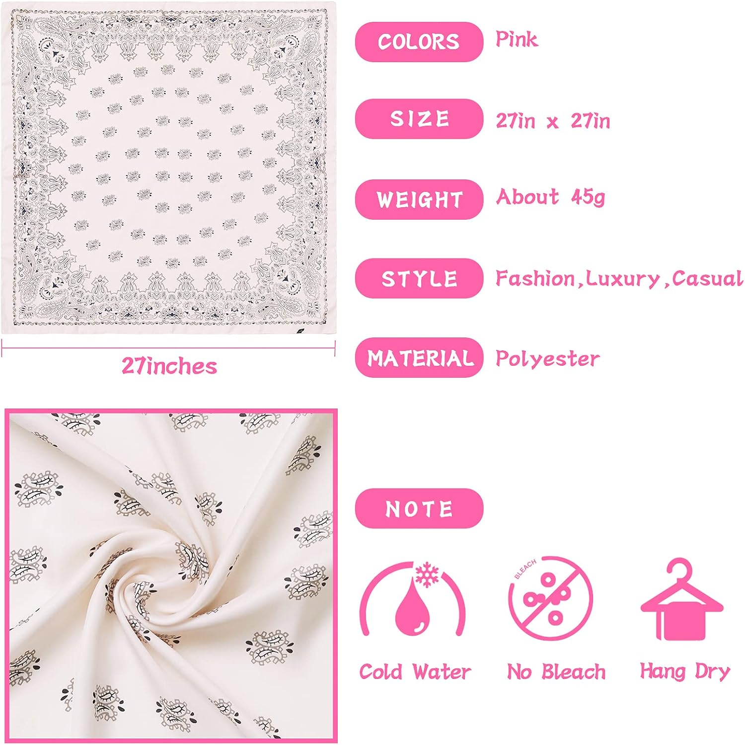 4 Pcs Large Head Scarf,27'' Hair Scarf,Satin Headband Scarf,Square Silk Scarves,Bandana Silk Headbands For Women