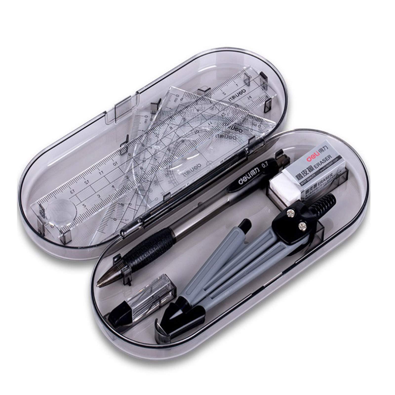 8 PCS Geometry Compasses Set, Math Geometry Kit with Shatterproof Storage Box, for Drawing Measurement, Mathematical Model - Image 2