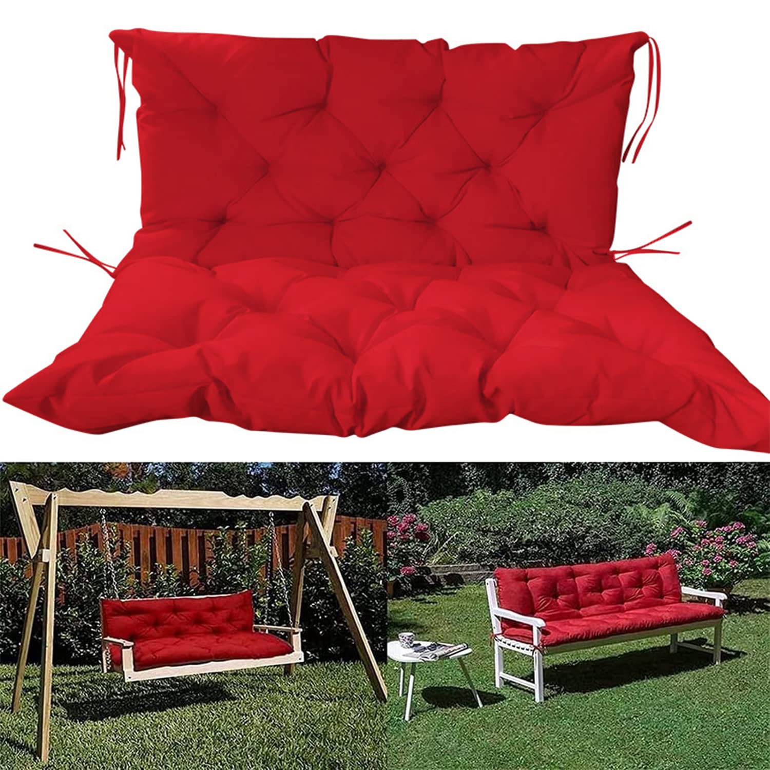 Coussin balancelle 2 à 3 places rouge de rechange étanche haut confort