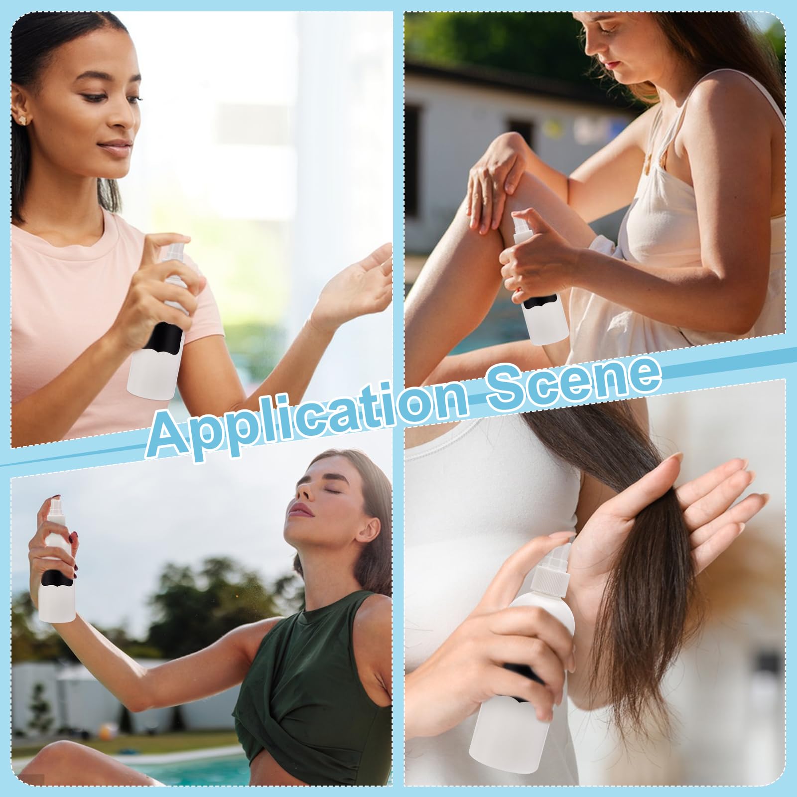 36 flaconi spray da 250 ml, in plastica, con tappo, ricaricabili, per la pulizia dei capelli, oli essenziali per capelli, prodotti di bellezza, pulizia da viaggio, colore bianco