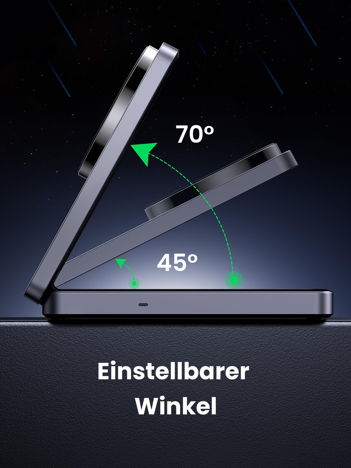 UGREEN MagFlow Qi2 15W 2-in-1 iPhone Faltbare Ladestation mit Magsafe