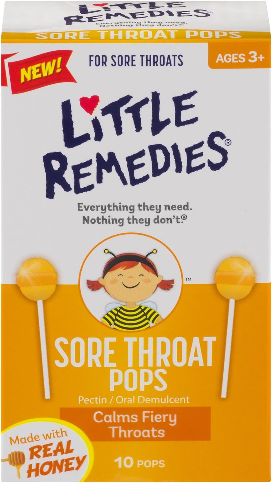 Little Remedies Honey Pops Lollipop, Natural Honey, 10 Count