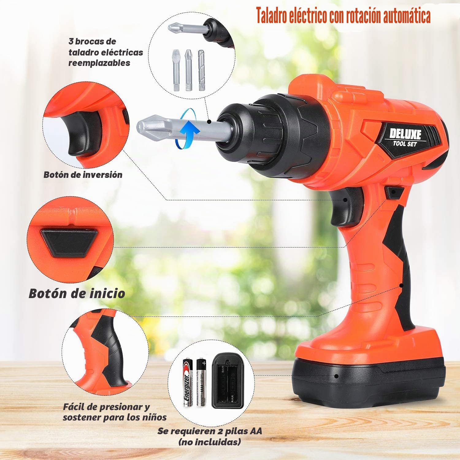 LATERN 32 Piezas Juguete de Herramienta de Construcción para Niños Incluido Mochila Taladro Eléctrico Arrojar Sierra Bits Casco Llave Inglesa Alicates Destornillador Cinta Métrica
