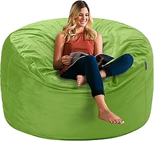 HABUTWAY Bean Bag Chair 3Ft Luxurious Velvet Ultra Soft Fur with High Rebound Memory Foam Bean Bag Chairs for Adults Plush Lazy Sofa with Fluffy Removable Sponge 3' (Lime)