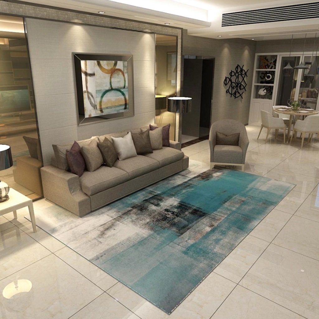 Tapis de salon doux fini les glissades avec ce grand tapis abstrait confortable et stable