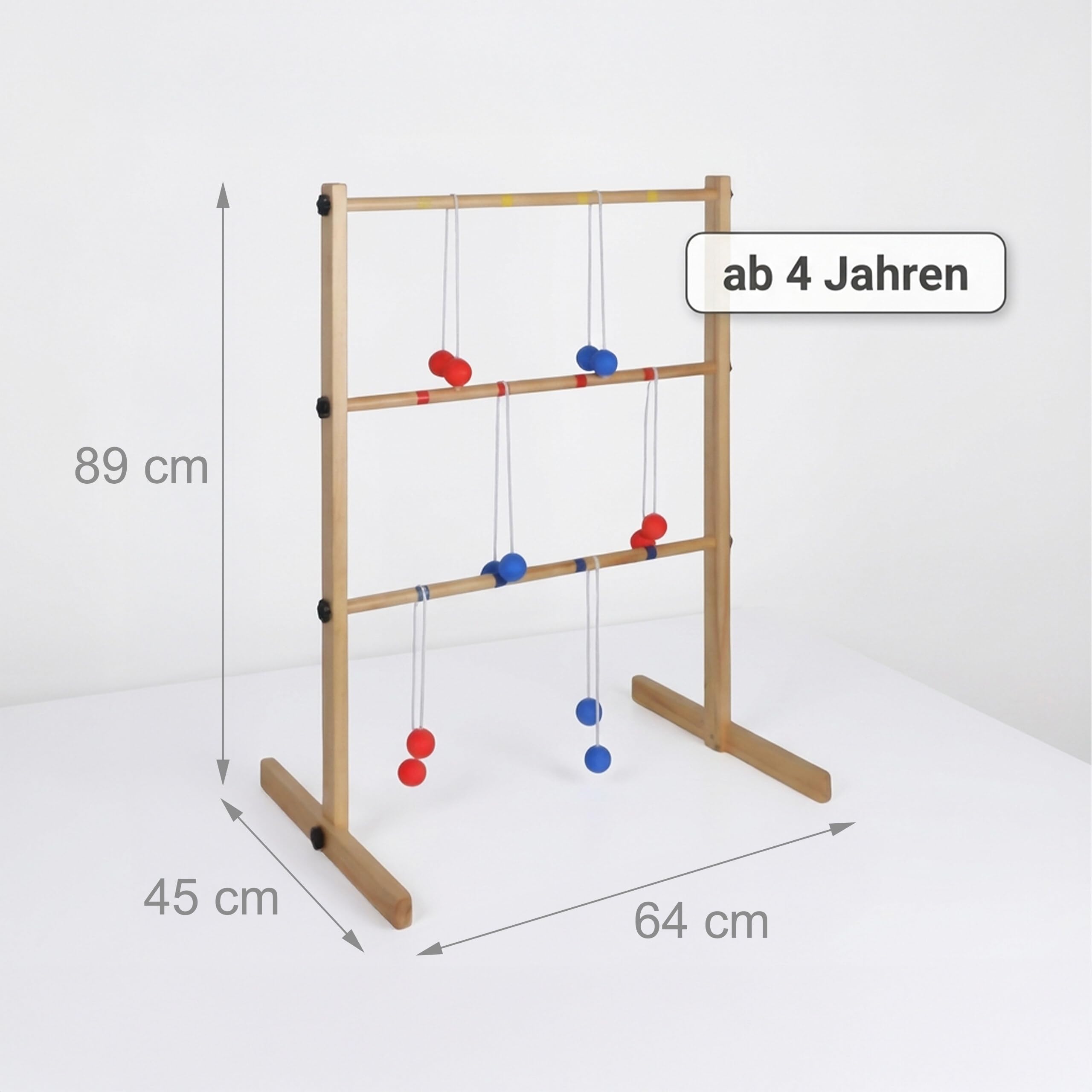 Relaxdays Leitergolf, Wurfspiel für Garten, Outdoor Spiel Kinder, Leiterspiel mit 6 Bällen, HBT 89x64x45 cm, Holz, Natur