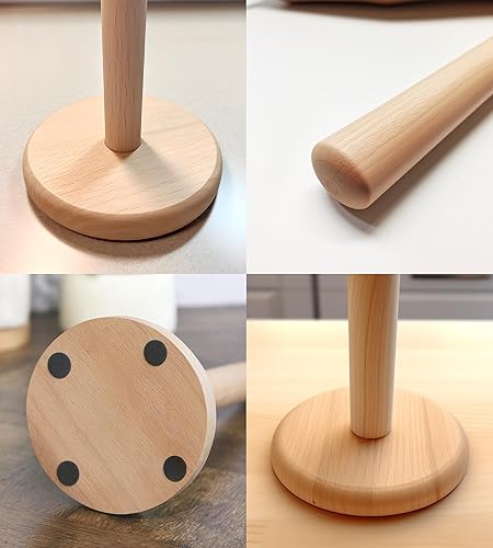Miniatura 2 de KitchLife Soporte para toallas de papel de madera, tamaño mejorado para rollo jumbo, paquete de 2  soporte de rollo jumbo de madera de haya maciza