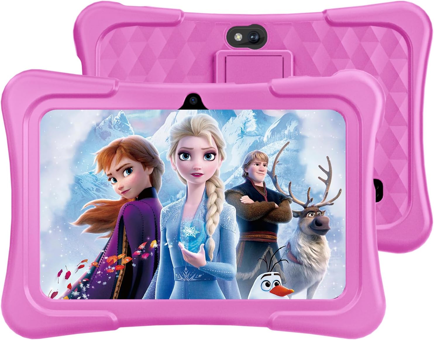 Kids Tablet, 7 inch Android Tablet for Kids, 6GB RAM 32GB ROM Toddler Tablets with Case, Bluetooth, WiFi, Parental Control, 2MP+2MP Dual Camera, FM, Educational, Games (Pink)