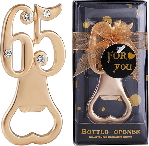 N&B Paquete de 36 abrebotellas de cumpleaños 65 para fiestas de cumpleaños 65, recuerdos de fiesta de 65 años, recuerdos de boda, recuerdos de