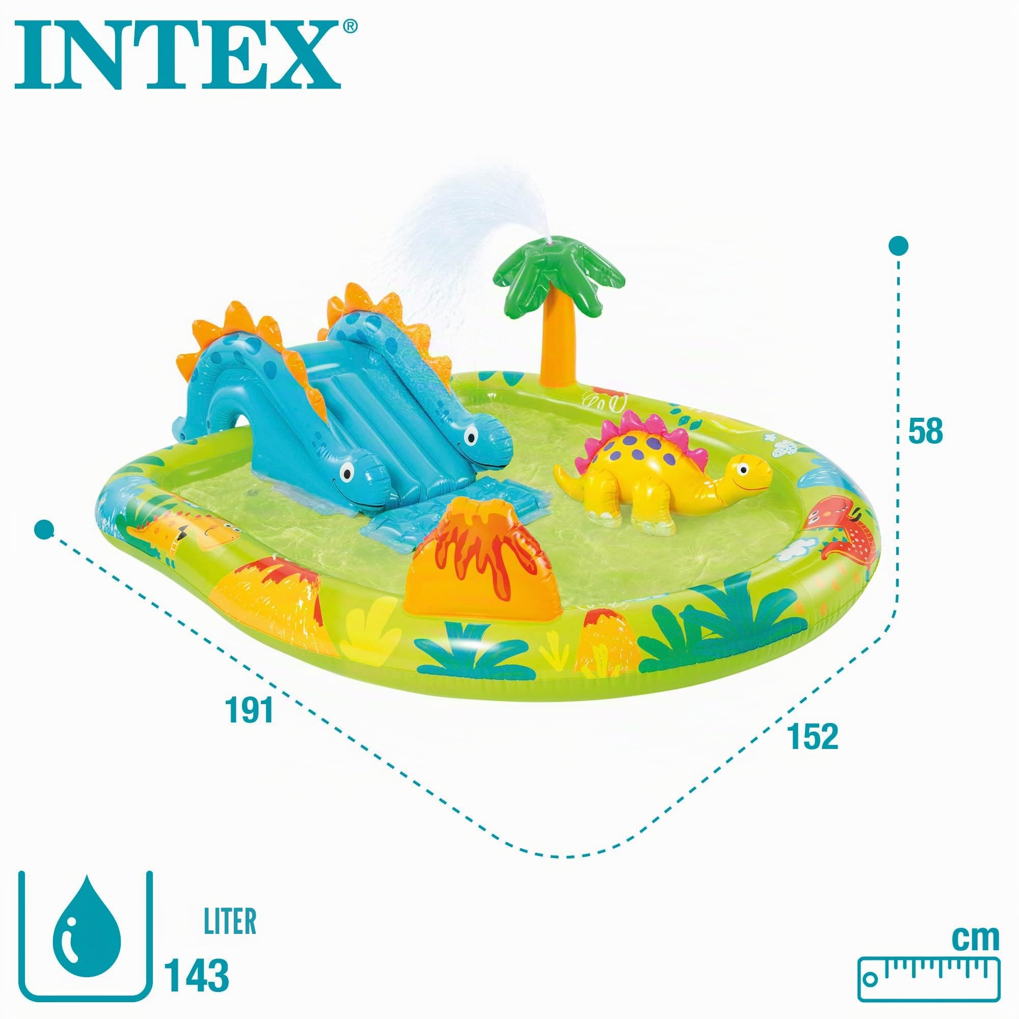 Intex 57166NP Aufblasbares Spielfeld Dino Klein Mehrfarbig