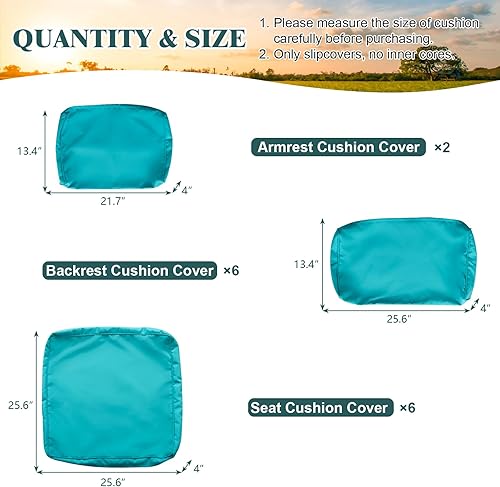 Miniatura 5 de Kinpaw Paquete de 14 fundas de cojín de patio, 100% poliéster, fundas de cojín de repuesto con cremallera, adecuadas para muebles de ratán al aire