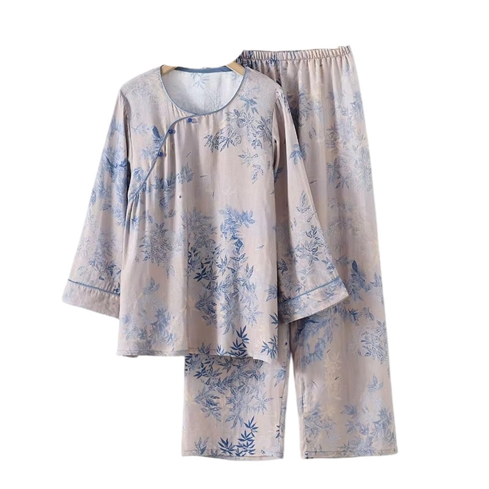Conjunto de pijama de algodón para mujer, ropa informal de manga larga para primavera y verano